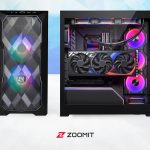کیس کامپیوتر با RGB و فن‌ها از نمای جلو و کنار