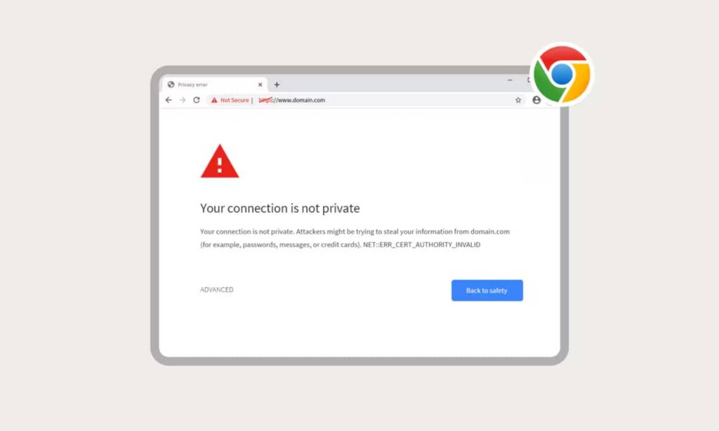 آموزش از بین بردن خطای اتصال شما خصوصی نیست در گوگل کروم_تونل زمان 1 خطای مرورگر کروم
