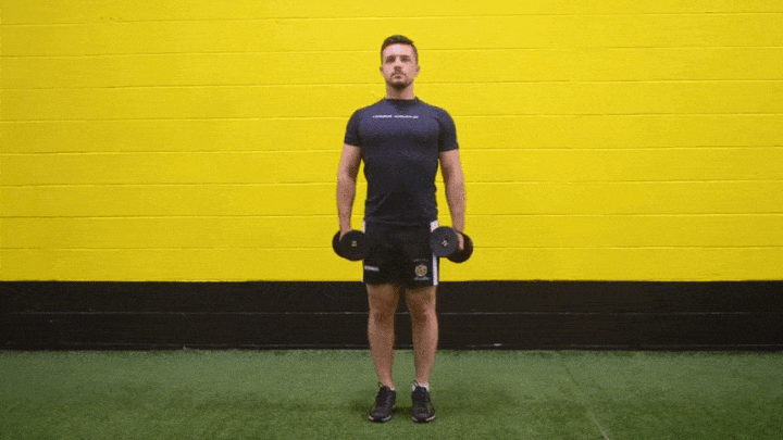 حرکات بدنسازی با دمبل؛ ۲۷ تمرین و انواع حرکات با دمبل_تونل زمان 15 ورزش با دمبل - حرکت بالابردن جانبی بازوها